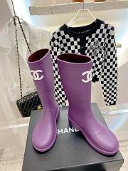 Chanel Purple Caoutchouc High Boots - 4