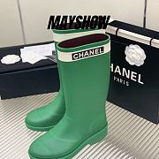 Chanel Green Rain Rubber High Boots - 1