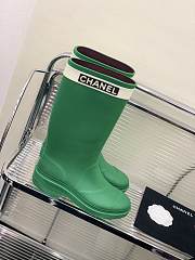 Chanel Green Rain Rubber High Boots - 5