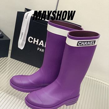 Chanel Purple Rain Rubber High Boots