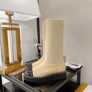 Chanel Beige Knit with Chain High Boots - 3