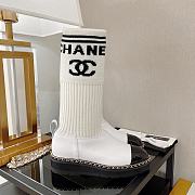 Chanel White Logo Knit with Chain High Boots - 4