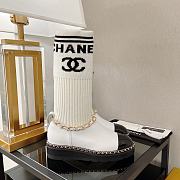 Chanel White Logo Knit with Chain High Boots - 5