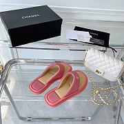 Chanel Pink Lambskin Padded Pool Thong Sandals - 4