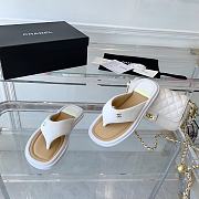 Chanel White Lambskin Padded Pool Thong Sandals - 3