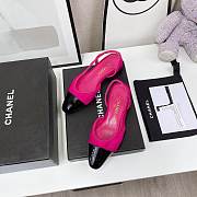 Chanel Pink Velvet Slingback Flats - 4