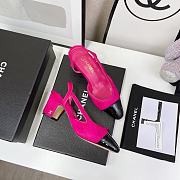 Chanel Pink Velvet Slingback Pumps - 5