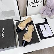 Chanel Beige Velvet Slingback Flats - 4