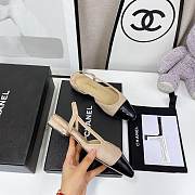 Chanel Beige Velvet Slingback Flats - 5