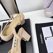 Chanel Beige Velvet Slingback Pumps - 4