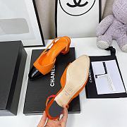 Chanel Orange Velvet Slingback Pumps - 3