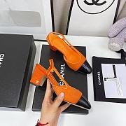 Chanel Orange Velvet Slingback Pumps - 4