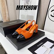 Chanel Orange Velvet Slingback Pumps - 1