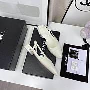 	 Chanel White Patent Slingback Flats - 3