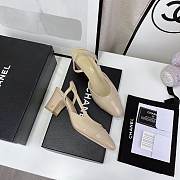 Chanel Beige Patent Slingback Pumps - 4