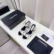 Chanel CC 65mm Heeled Sandal White Leather - 5