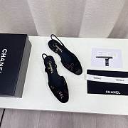 Chanel Black Denim Slingback Flats - 3