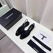 Chanel Black Denim Slingback Flats - 5