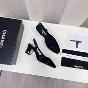 	 Chanel Black Denim Slingback Pumps - 4