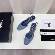 	 Chanel Blue Denim Slingback Flats - 5