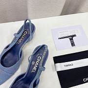 	 Chanel Blue Denim Slingback Pumps - 4