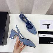 	 Chanel Blue Denim Slingback Pumps - 3