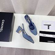 	 Chanel Blue Denim Slingback Pumps - 2