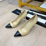 Chanel Beige Lambskin Pearl Embellished Heel Pumps - 3