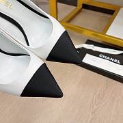 	 Chanel White Leather Pearl Heel Pumps - 2