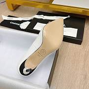 	 Chanel White Leather Pearl Heel Pumps - 4