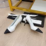 	 Chanel White Leather Pearl Heel Pumps - 5