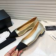 Chanel Light Gold Leather Black Toe Ballerinas - 5