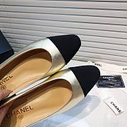 Chanel Light Gold Leather Black Toe Ballerinas - 3