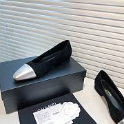 Chanel Black Velvet Silver Toe Ballerinas - 2