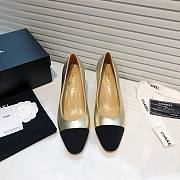 Chanel Light Gold Leather Black Toe Pumps - 2