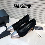 Chanel Black Velvet Silver Toe Pumps - 1