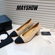 	 Chanel Beige Suede Black Toe Pumps - 1