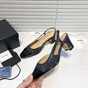 Chanel Black Tweed Black Toe Slingback Pumps - 4