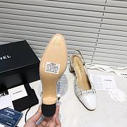 Chanel White Tweed White Toe Slingback Pumps - 3