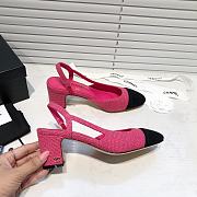 	 Chanel Pink Tweed Black Toe Slingback Pumps - 2