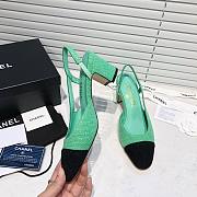 	 Chanel Green Tweed Black Toe Slingback Pumps - 3