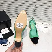 	 Chanel Green Tweed Black Toe Slingback Pumps - 4