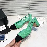 	 Chanel Green Tweed Black Toe Slingback Pumps - 5