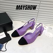 	 Chanel Purple Tweed Black Toe Slingback Pumps - 1