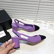 	 Chanel Purple Tweed Black Toe Slingback Pumps - 2