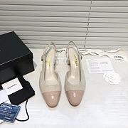 	 Chanel Beige Tweed Beige Toe Slingback Pumps - 4