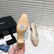 	 Chanel Beige Tweed Beige Toe Slingback Pumps - 5