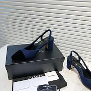 Chanel Blue Tweed Black Toe Slingback Pumps - 5