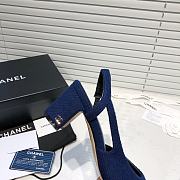 Chanel Blue Tweed Black Toe Slingback Pumps - 4