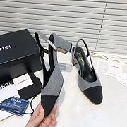 Chanel Grey Tweed Black Toe Slingback Pumps - 2